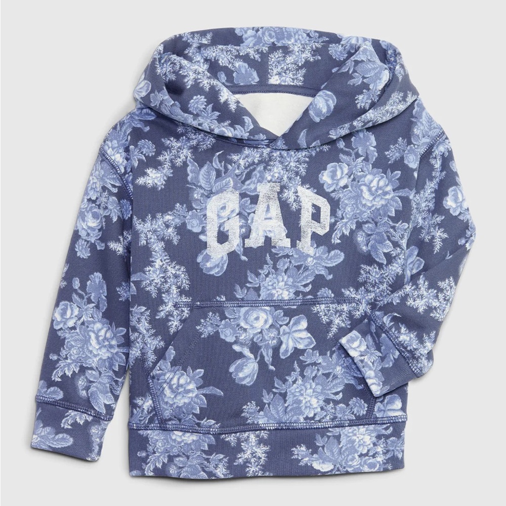 NWT Kids Gap × LoveShackFancy Sz 5T Toddler Blue Floral Logo Hoodie